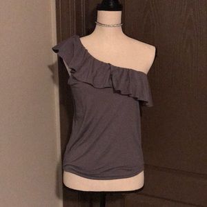 Gently Worn. One Shoulder Gray Top
